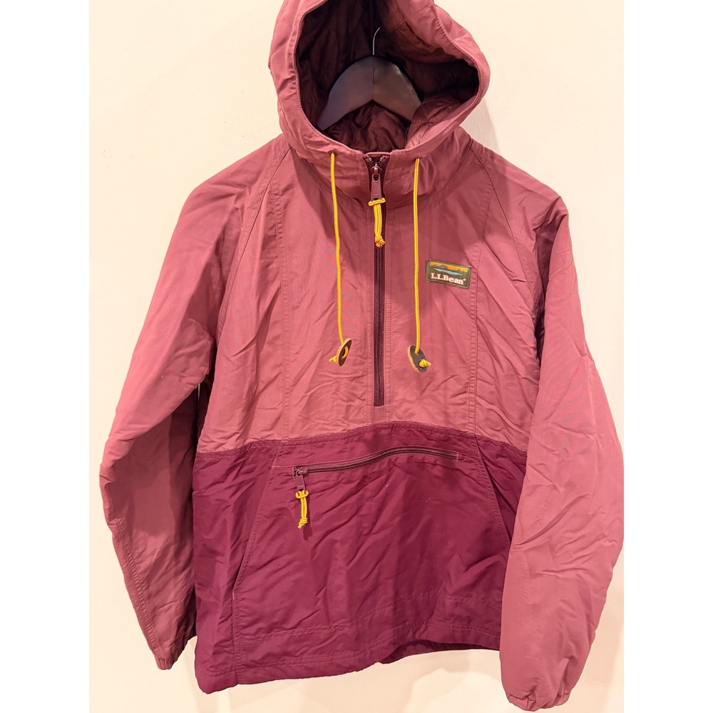Vintage L.L.Bean Colorblock Pullover Anorak Hooded Jacket Gorpcore Burgundy 90s